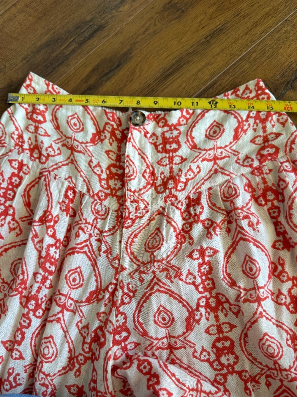 Free People Coral Red Print Balloon Harem Pants Boho Cotton India Large - Picture 8 of 15